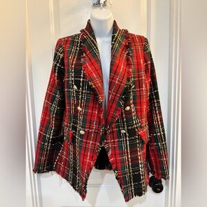 Like New! Rachel Zoe Tweed Tartan Plaid Blazer Women’s Medium